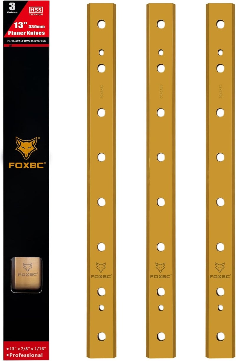 FOXBC 13 Inch Titanium Planer Blades Replacement for DeWalt DW735 DW735X Planer, Replace DW7352 - Set of 3 - Image 1